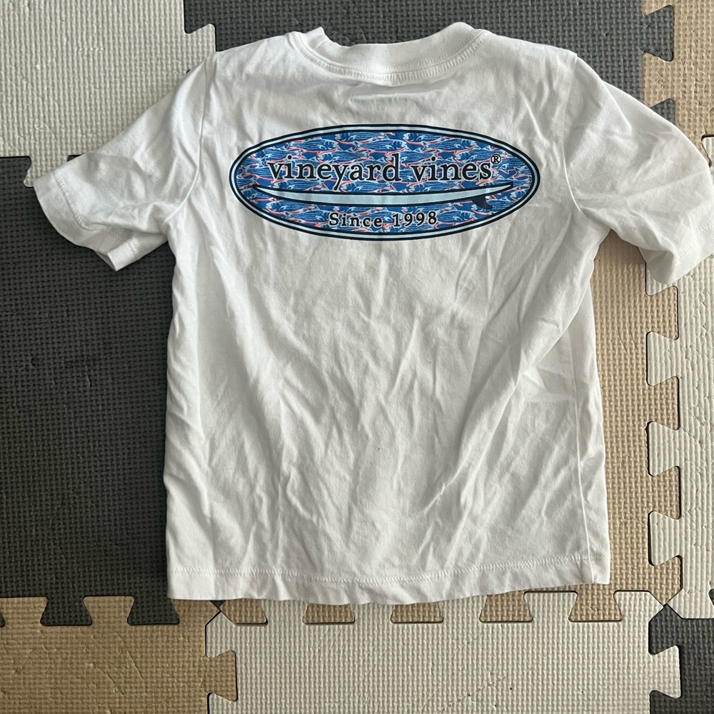 Vineyard Vines White Tee with Blue Logo